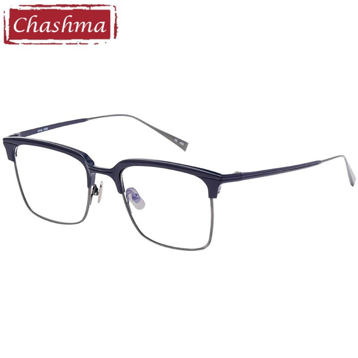 Chashma Ottica Unisex Full Rim Square Acetate Titanium Eyeglasses 1905 Full Rim Chashma Ottica Blue Black  