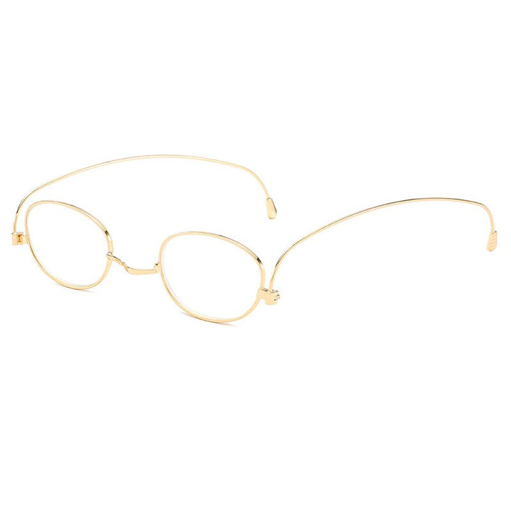 Hdcrafter Unisex Full Rim Round Oval Alloy Anti Blue Reading Glasses Reading Glasses Hdcrafter Eyeglasses +100 Gold
