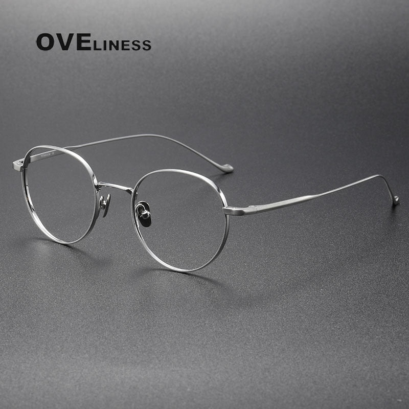 Oveliness Unisex Full Rim Round Titanium Eyeglasses Chordc Full Rim Oveliness