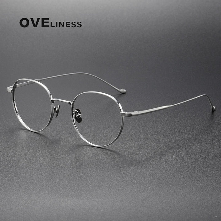Oveliness Unisex Full Rim Round Titanium Eyeglasses Chordc Full Rim Oveliness