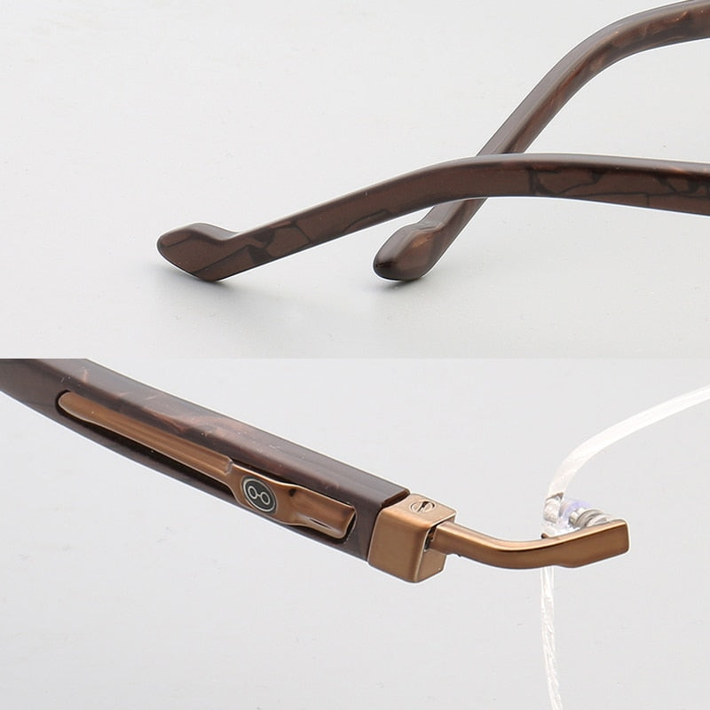 Muzz Men's Rimless Square Acetate Titanium Eyeglasses 108 Rimless Muzz