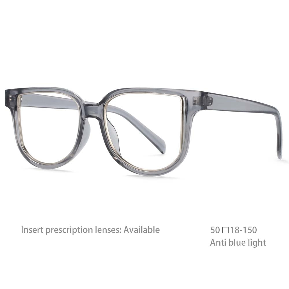 CCspace Unisex Full Rim Square Resin Frame Eyeglasses 54476 Full Rim CCspace China Gray