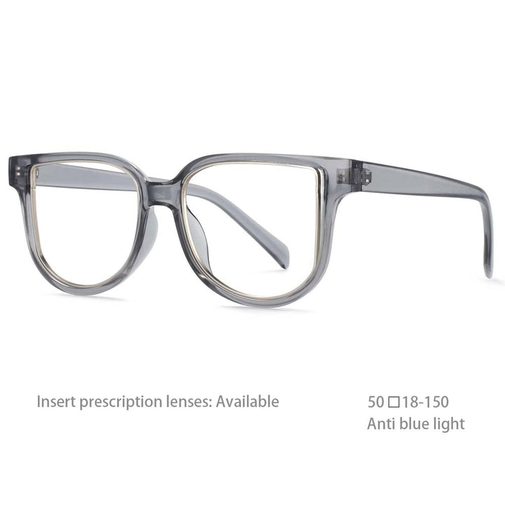 CCspace Unisex Full Rim Square Resin Frame Eyeglasses 54476 Full Rim CCspace China Gray