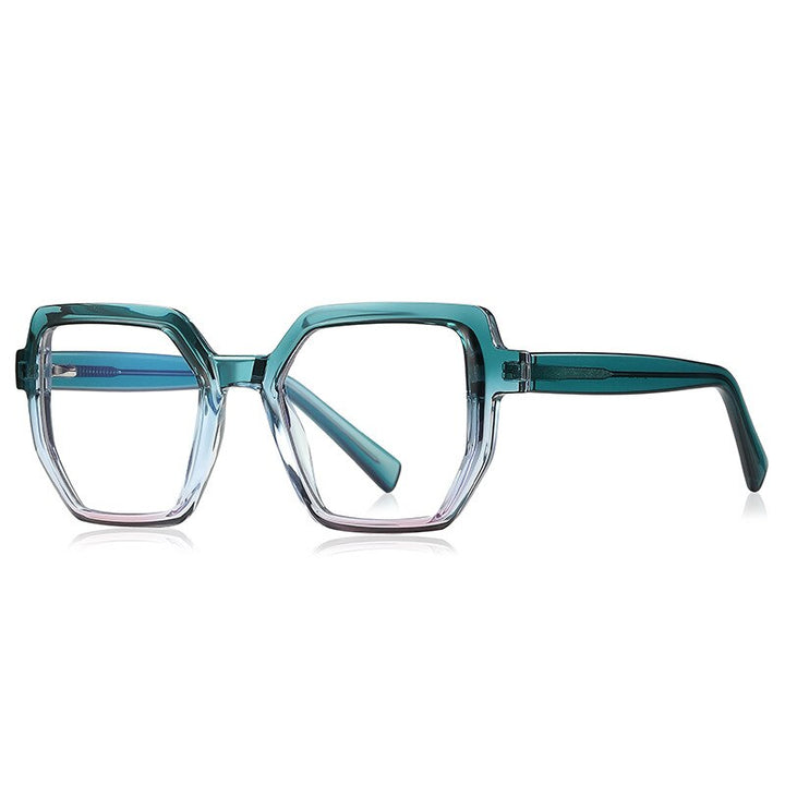 CCspace Unisex Full Rim Irregular Square Tr 90 Titanium Eyeglasses 54714 Full Rim CCspace China Green