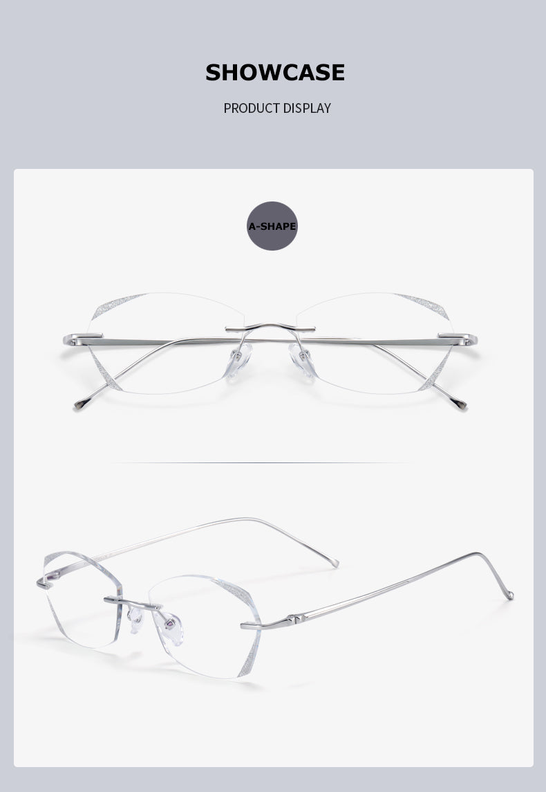 Chashma Unisex Rimless Diamond Cut Titanium Frame Custom Lens Eyeglasses 3306 Rimless Chashma