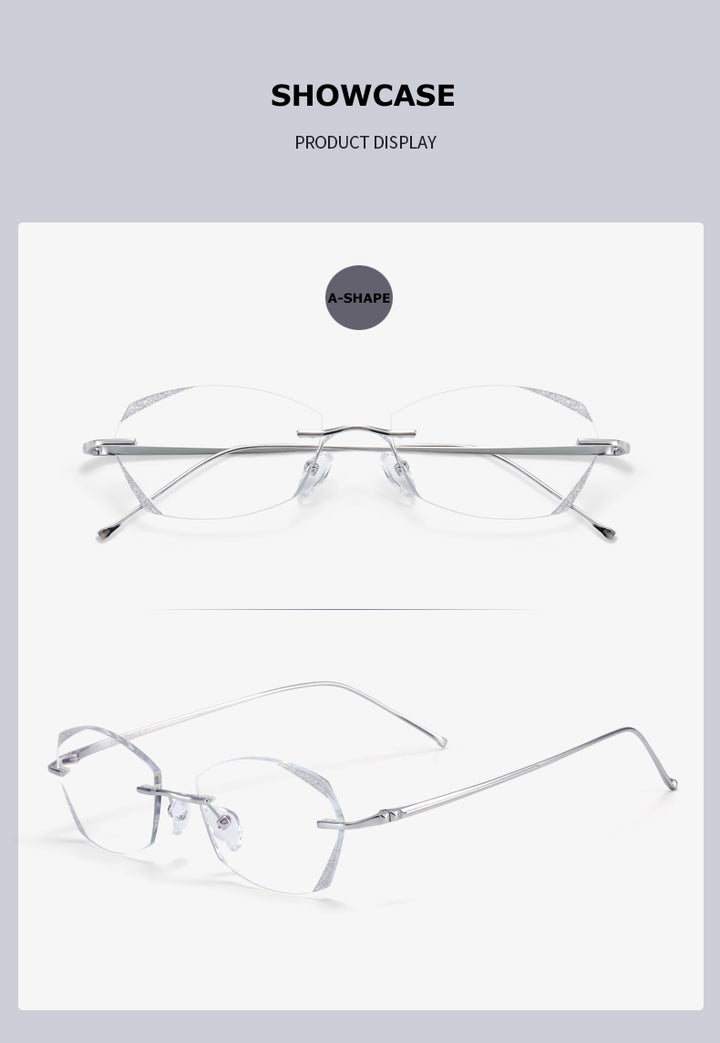Chashma Unisex Rimless Diamond Cut Titanium Frame Custom Lens Eyeglasses 3306 Rimless Chashma