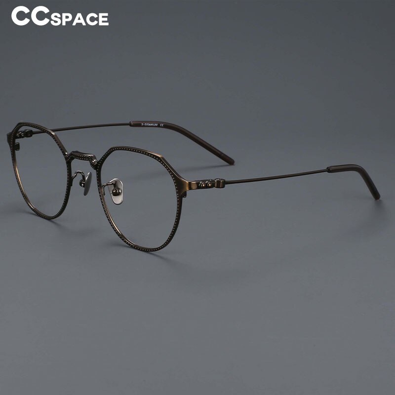CCspace Unisex Full Rim Large Irregular Square Titanium Eyeglasses 55039 Full Rim CCspace