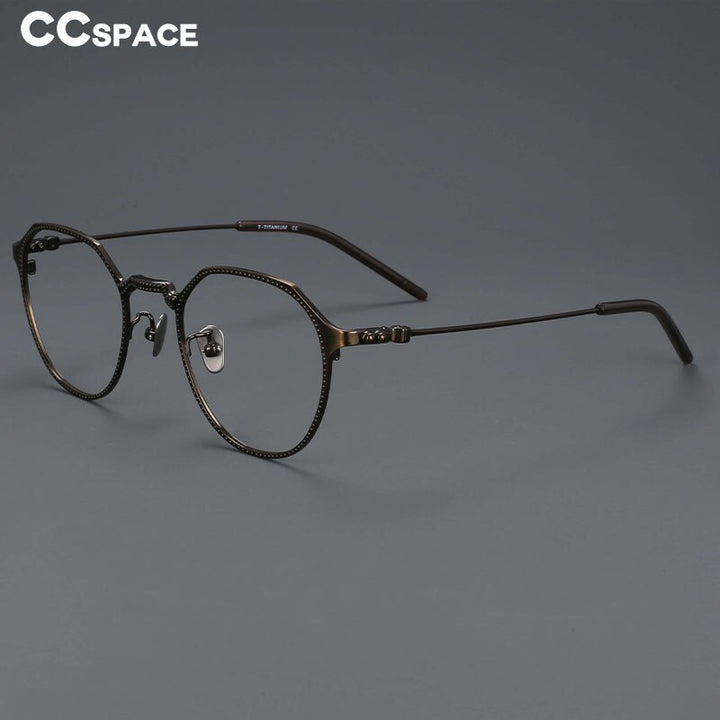 CCspace Unisex Full Rim Large Irregular Square Titanium Eyeglasses 55039 Full Rim CCspace