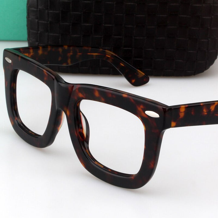 Cubojue Unisex Full Rim Thick Square Tr 90 Titanium Myopic Reading Glasses Reading Glasses Cubojue anti blue light 0 tortoise
