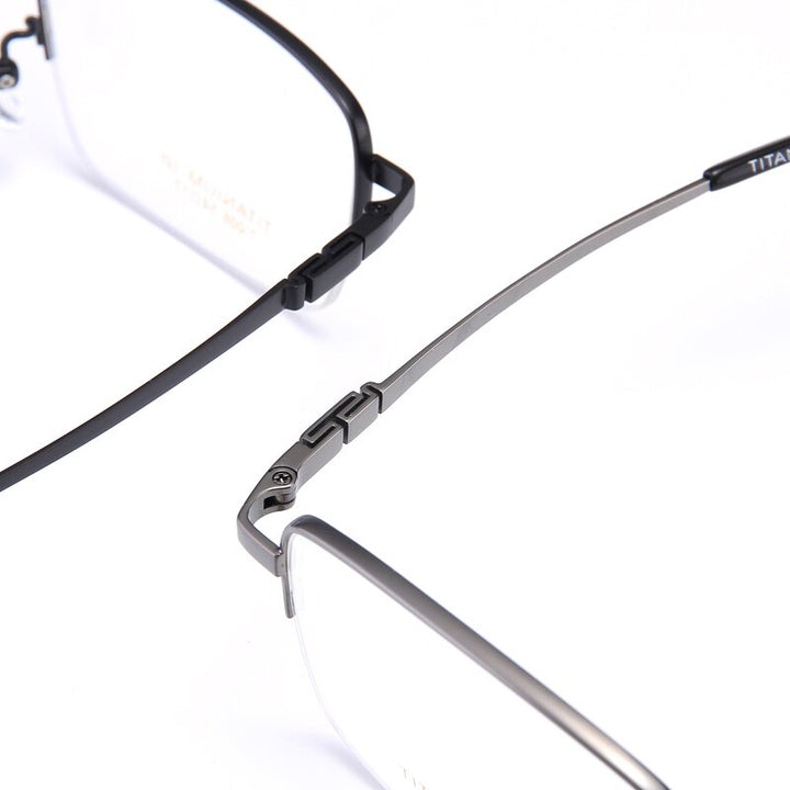 Bclear Men's Semi Rim Rectangle Titanium Frame Eyeglasses My008 Semi Rim Bclear