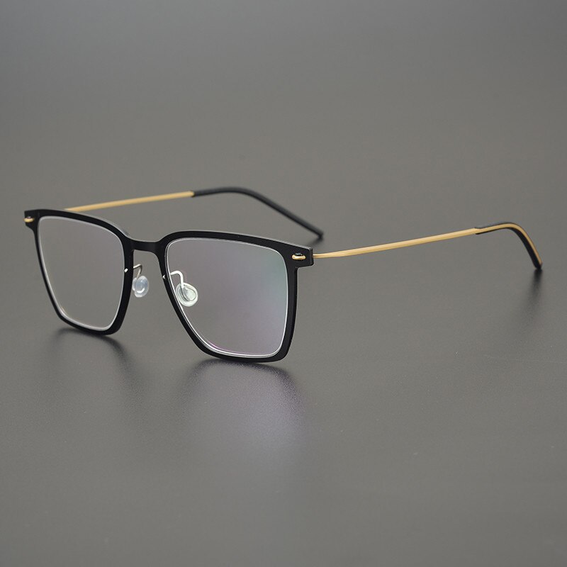 Gatenac Unisex Full Rim Square Acetate Titanium Eyeglasses Gxyj950 Full Rim Gatenac Black