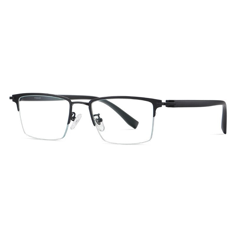 KatKani Unisex Semi Rim Square Titanium Eyeglasses St6213 Semi Rim KatKani Eyeglasses Black  