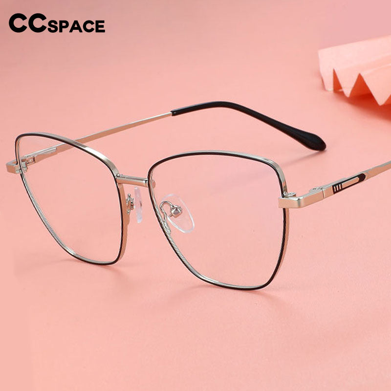 CCspace Unisex Full Rim Square Cat Eye Alloy Eyeglasses 55899 Full Rim CCspace