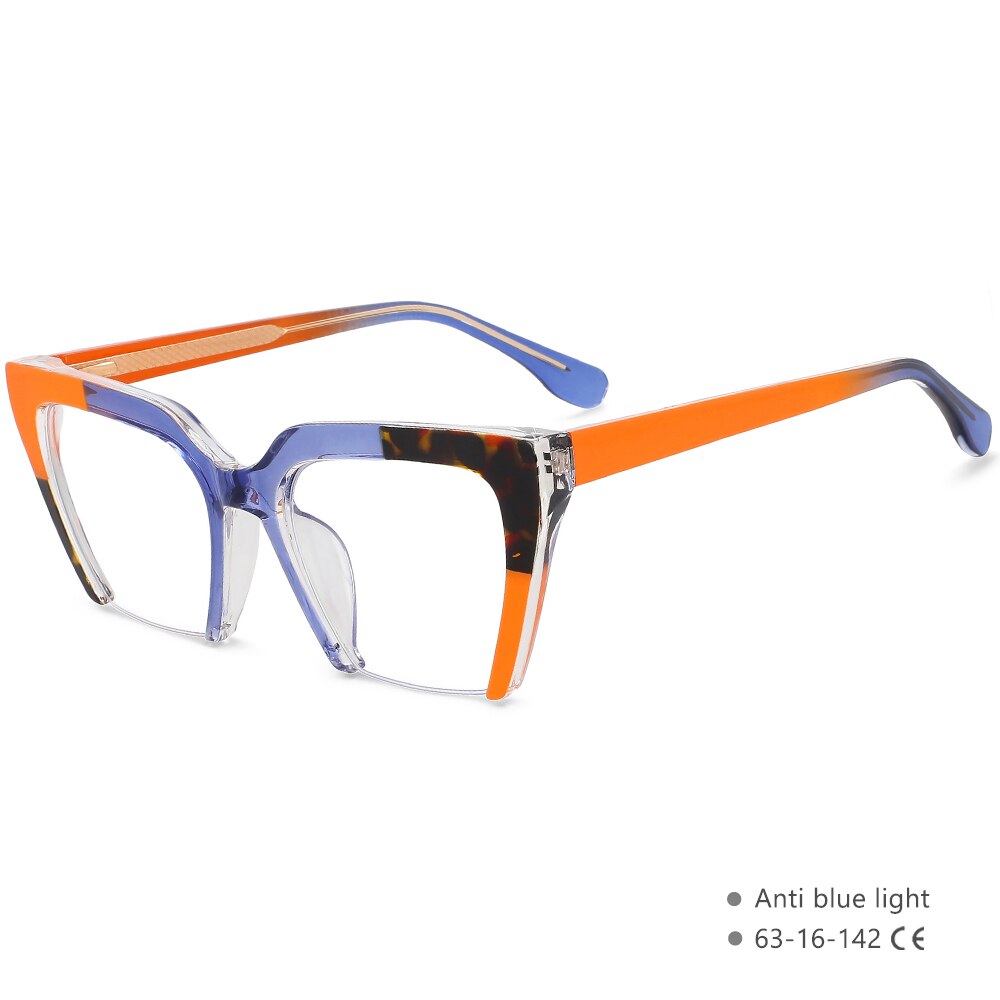 CCspace Women's Semi Rim Cat Eye Tr 90 Titanium Eyeglasses 55581 Semi Rim CCspace China C6Orange
