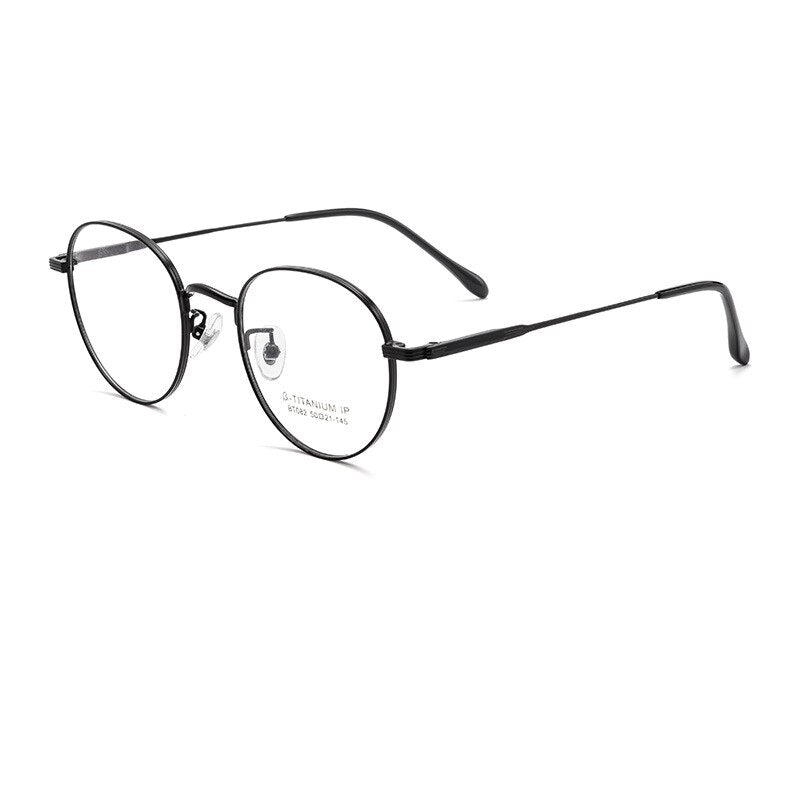 Yimaruili Unisex Full Rim Polygonal Titanium Eyeglasses Bt082t Full Rim Yimaruili Eyeglasses Black