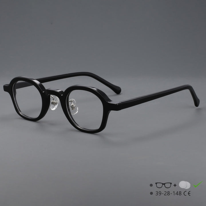 CCspace Unisex Full Rim Round Handcrafted Acetate Eyeglasses 55698 Full Rim CCspace Black China