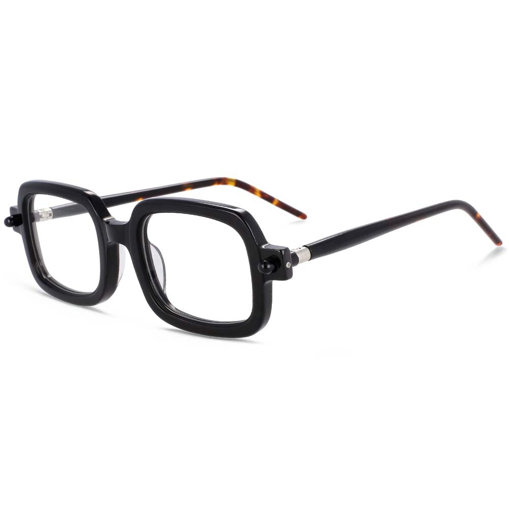 CCspace Unisex Full Rim Square Acetate Frame Eyeglasses 54163 Full Rim CCspace Black
