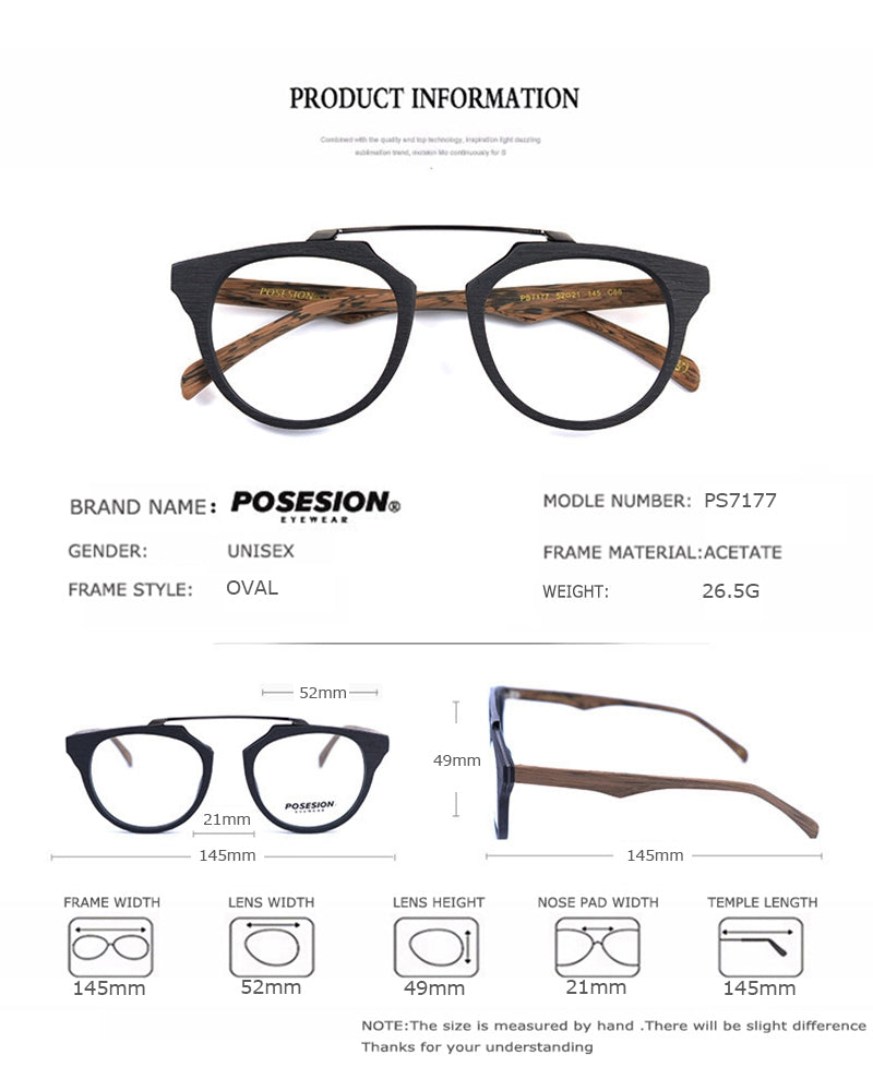 Hdcrafter Unisex Full Rim Round Acetate Eyeglasses Ps7177 Full Rim Hdcrafter Eyeglasses