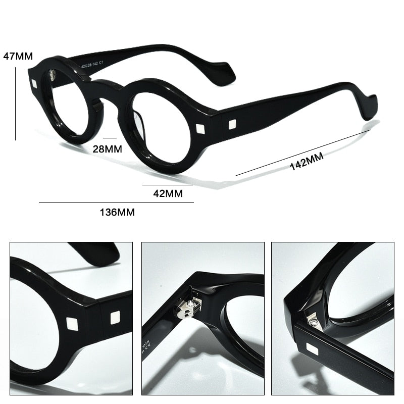 Gatenac Unisex Full Rim Irregular Round Acetate Eyeglasses Gxyj1007 Full Rim Gatenac