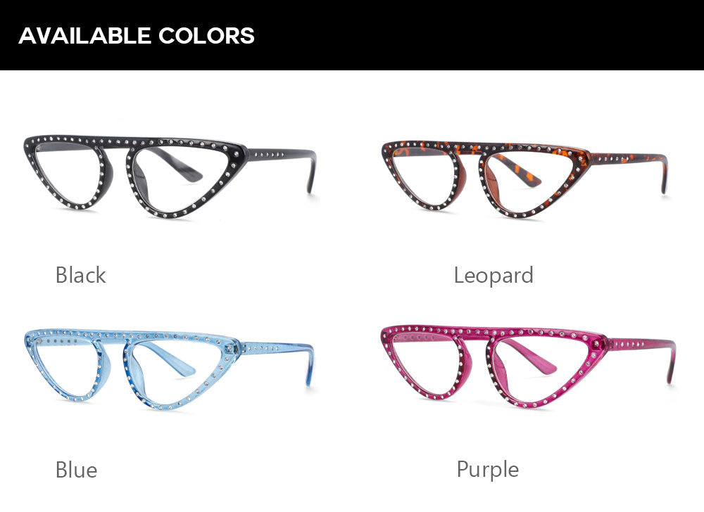 CCspace Women's Full Rim Polygon Cat Eye Jewelled Resin Frame Eyeglasses 54134 Full Rim CCspace