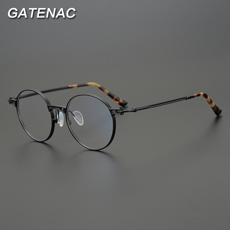Gatenac Unisex Full Rim Round Titanium Frame Eyeglasses Gxyj760 Full Rim Gatenac