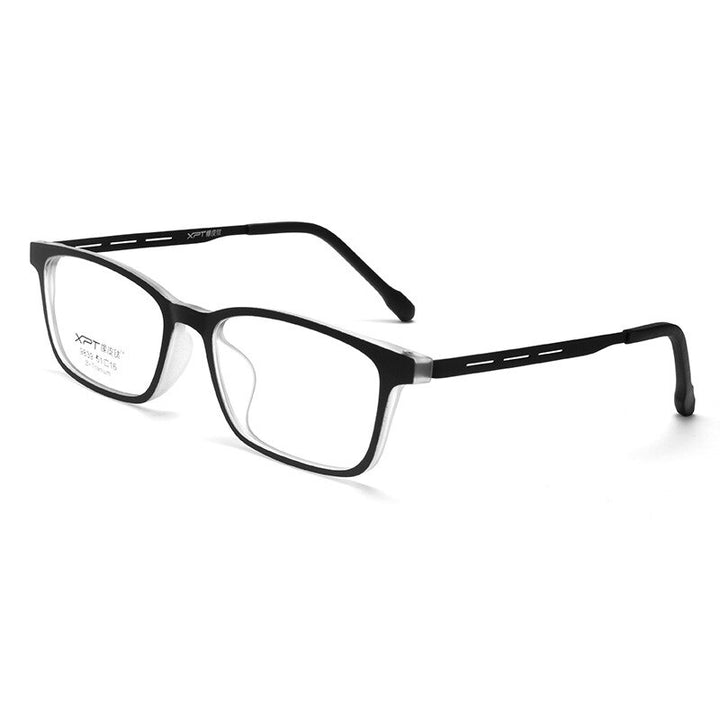 Yimaruili Unisex Full Rim Small Square Tr 90 Rubber Titanium Eyeglasses 9839XP Full Rim Yimaruili Eyeglasses Black Transparent