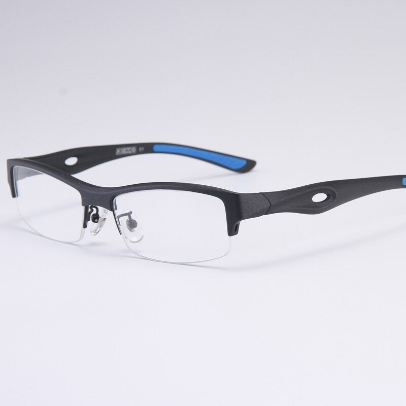 Bclear Men's Semi Rim Rectangle Tr 90 Sport Eyeglasses My1077 Semi Rim Bclear Black blue