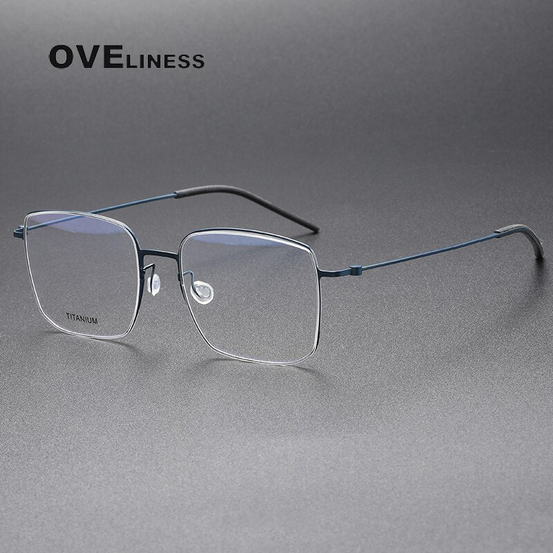 Oveliness Unisex Full Rim Square Screwless Titanium Eyeglasses 5511 Full Rim Oveliness blue