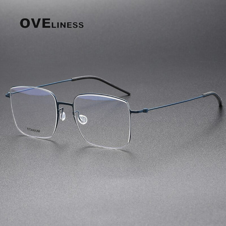 Oveliness Unisex Full Rim Square Screwless Titanium Eyeglasses 5511 Full Rim Oveliness blue