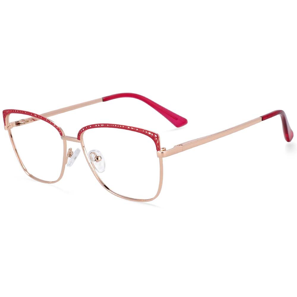 CCspace Women's Full Rim Square Tr 90 Titanium Frame Eyeglasses 54196 Full Rim CCspace Red