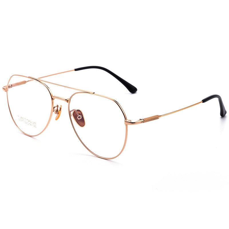 CCspace Unisex Full Rim Oval Double Bridge Big Titanium Eyeglasses 55642 Full Rim CCspace RoseGold China