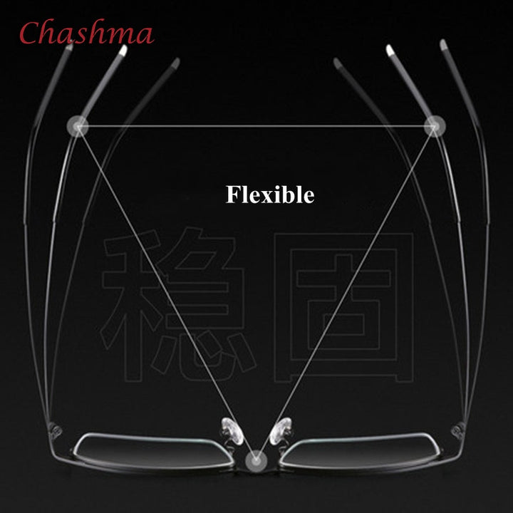 Chashma Ochki Men's Semi Rim Square Alloy Eyeglasses 9070 Semi Rim Chashma Ochki