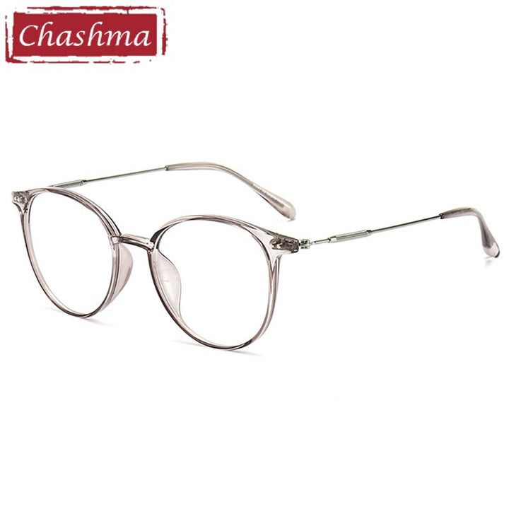 Chashma Unisex TR 90 Titanium Round Full Rim Frame Eyeglasses 90045 Full Rim Chashma Transparent Gray