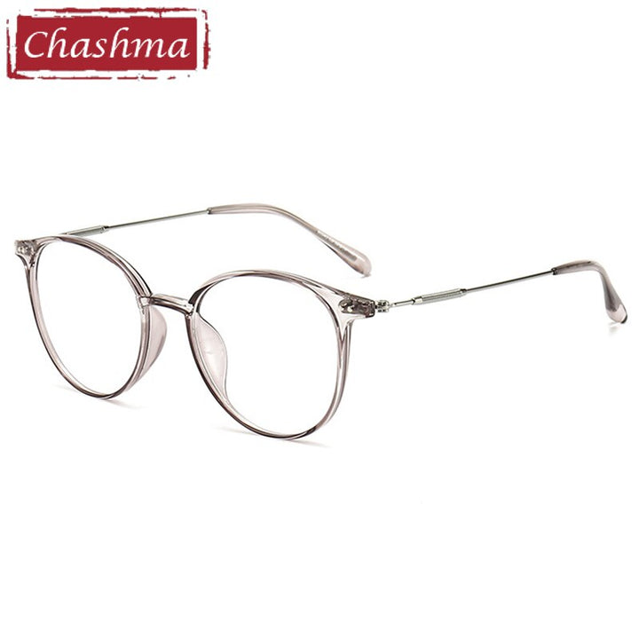 Chashma Unisex TR 90 Titanium Round Full Rim Frame Eyeglasses 90045 Full Rim Chashma Transparent Gray  