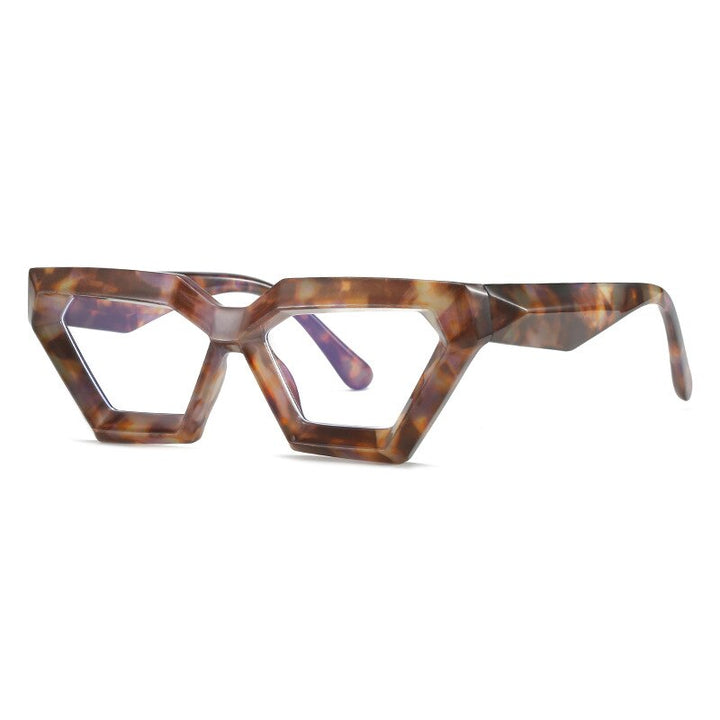 CCspace Women's Full Rim Oval Cat Eye Acetate Eyeglasses 55613 Full Rim CCspace PurpleLeopard 55613