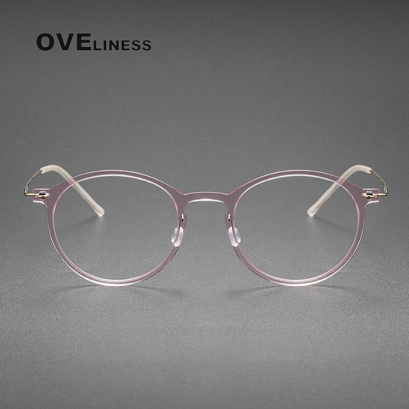 Oveliness Unisex Full Rim Round Square Acetate Titanium Eyeglasses 6541 Full Rim Oveliness