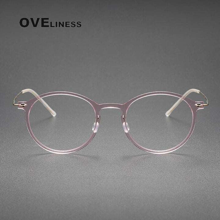 Oveliness Unisex Full Rim Round Square Acetate Titanium Eyeglasses 6541 Full Rim Oveliness