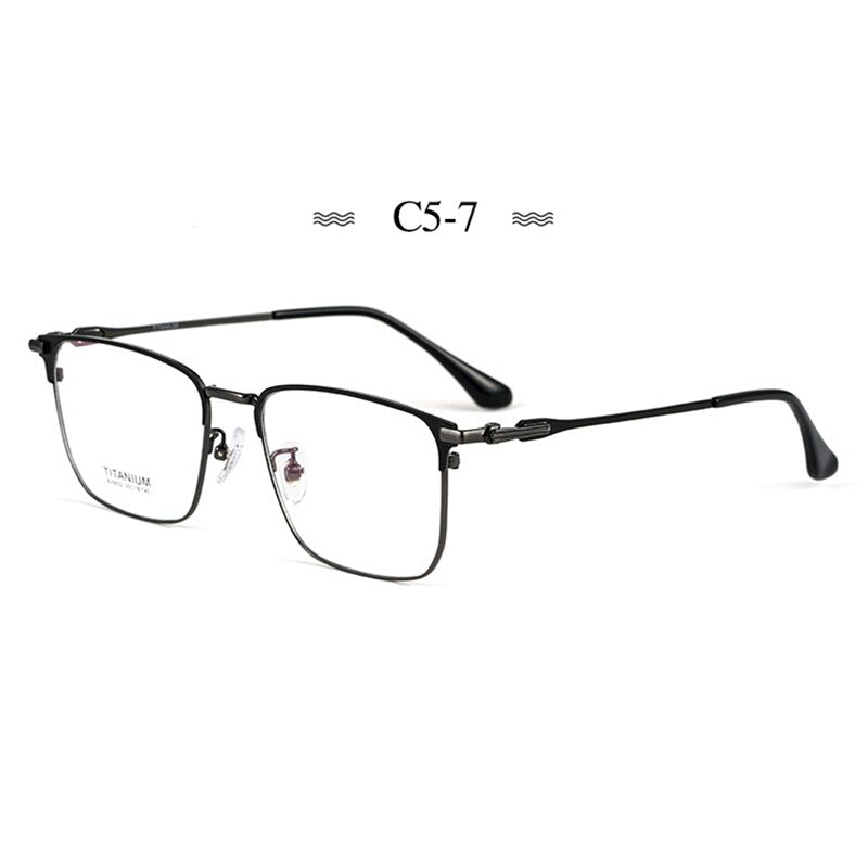 Hotochki Men's Semi Rim Square Titanium Alloy Frame Eyeglasses Bv9002 Semi Rim Hotochki C5-7
