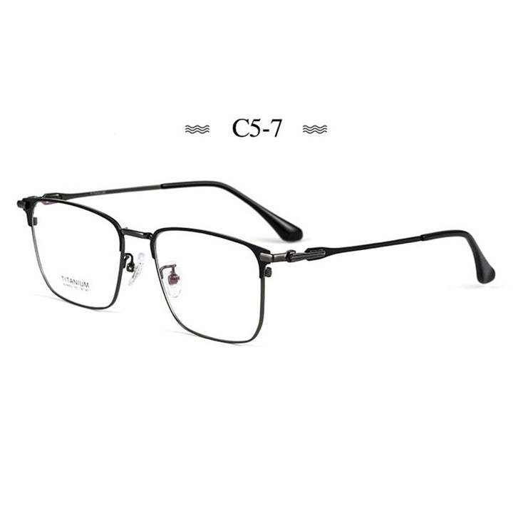 Hotochki Men's Semi Rim Square Titanium Alloy Frame Eyeglasses Bv9002 Semi Rim Hotochki C5-7