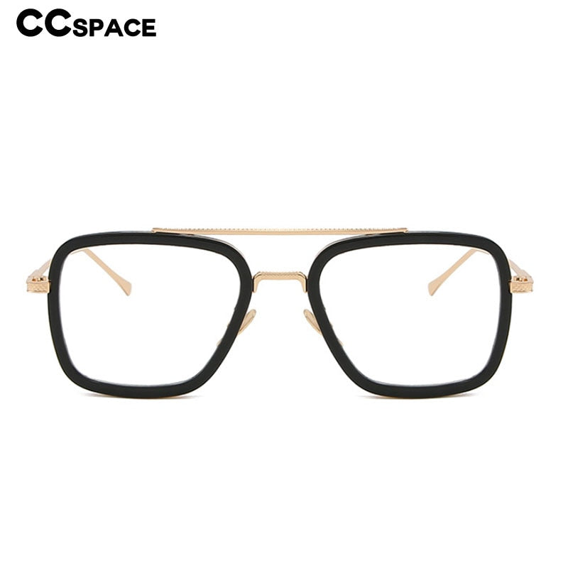 CCspace Unisex Full Rim Square Double Bridge Tr 90 Alloy Eyeglasses 54823 Full Rim CCspace