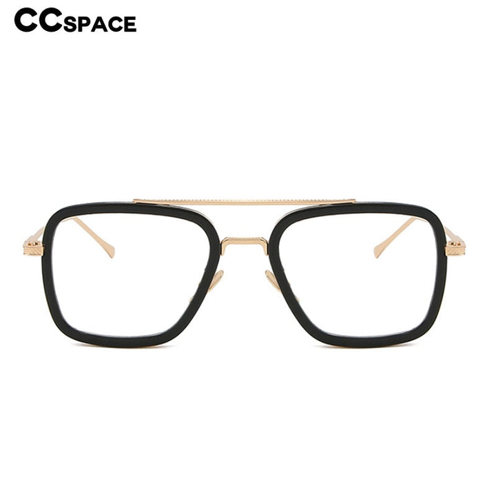 CCspace Unisex Full Rim Square Double Bridge Tr 90 Alloy Eyeglasses 54823 Full Rim CCspace