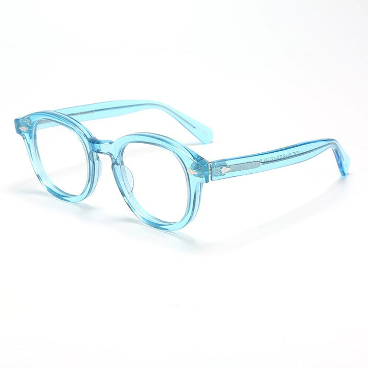 Bclear Unisex Full Rim Round Acetate Three Size S-M-L Frame Eyeglasses 1915 Full Rim Bclear Blue Small