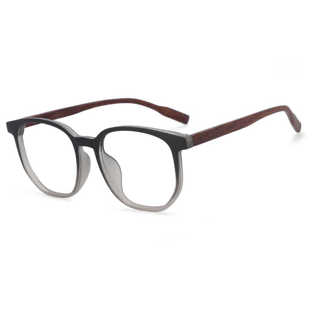 CCspace Unisex Full Rim Oversized Square Cat Eye Tr 90 Titanium Frame Eyeglasses 53976 Full Rim CCspace China black-gray