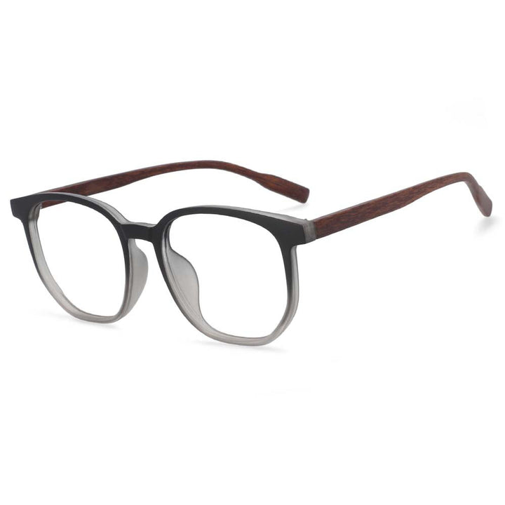 CCspace Unisex Full Rim Oversized Square Cat Eye Tr 90 Titanium Frame Eyeglasses 53976 Full Rim CCspace China black-gray