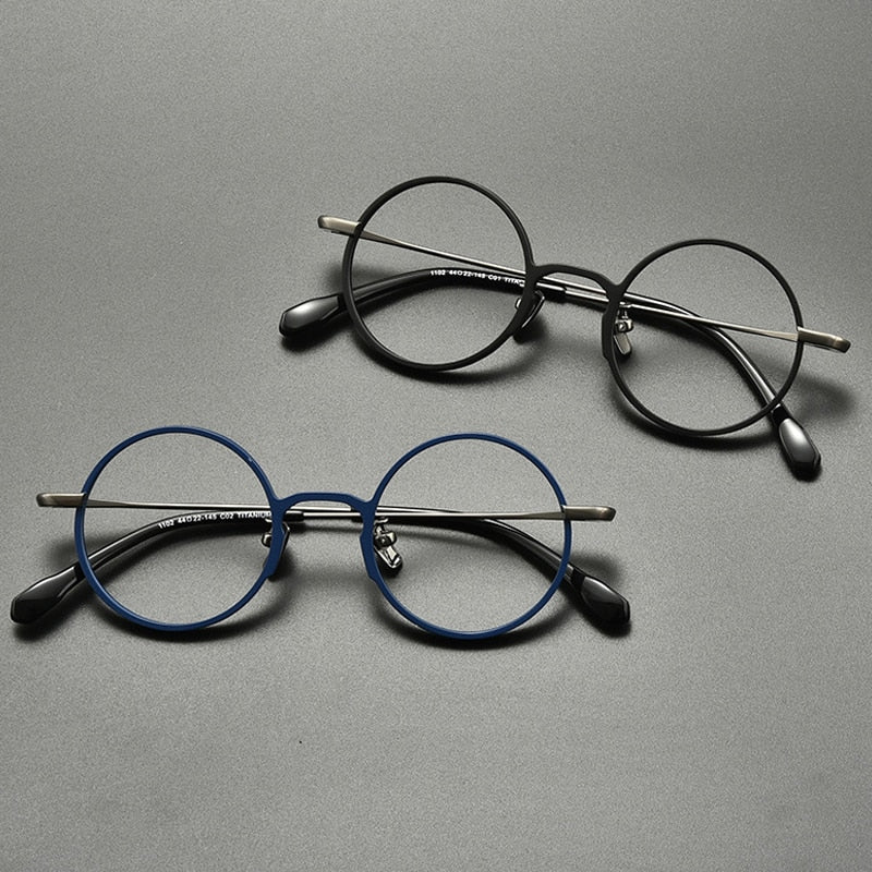 Gatenac Unisex Full Rim Round Titanium Eyeglasses Gxyj847 Full Rim Gatenac