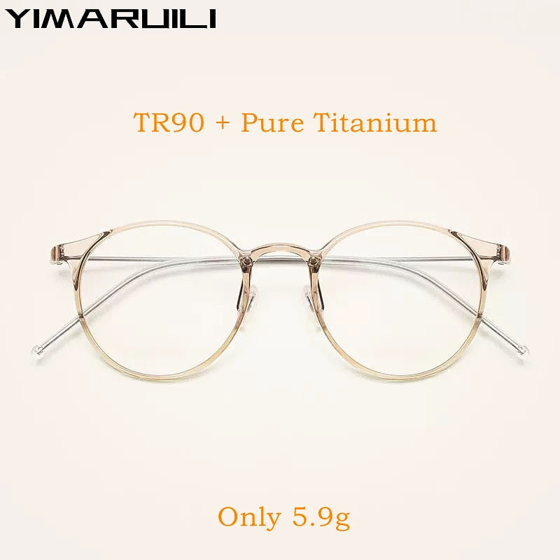 Yimaruili Unisex Full Rim Round Tr 90 Titanium Eyeglasses M8062 Full Rim Yimaruili Eyeglasses