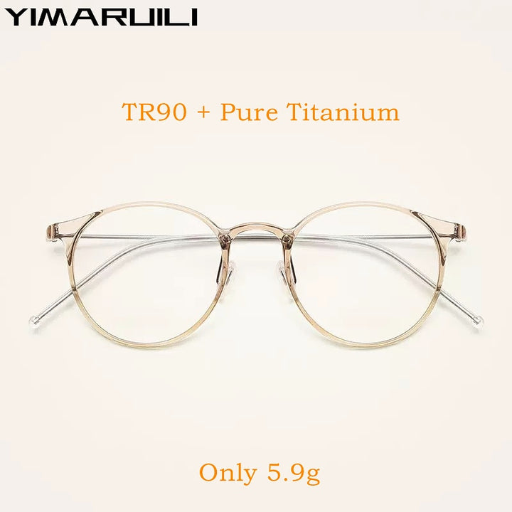 Yimaruili Unisex Full Rim Round Tr 90 Titanium Eyeglasses M8062 Full Rim Yimaruili Eyeglasses