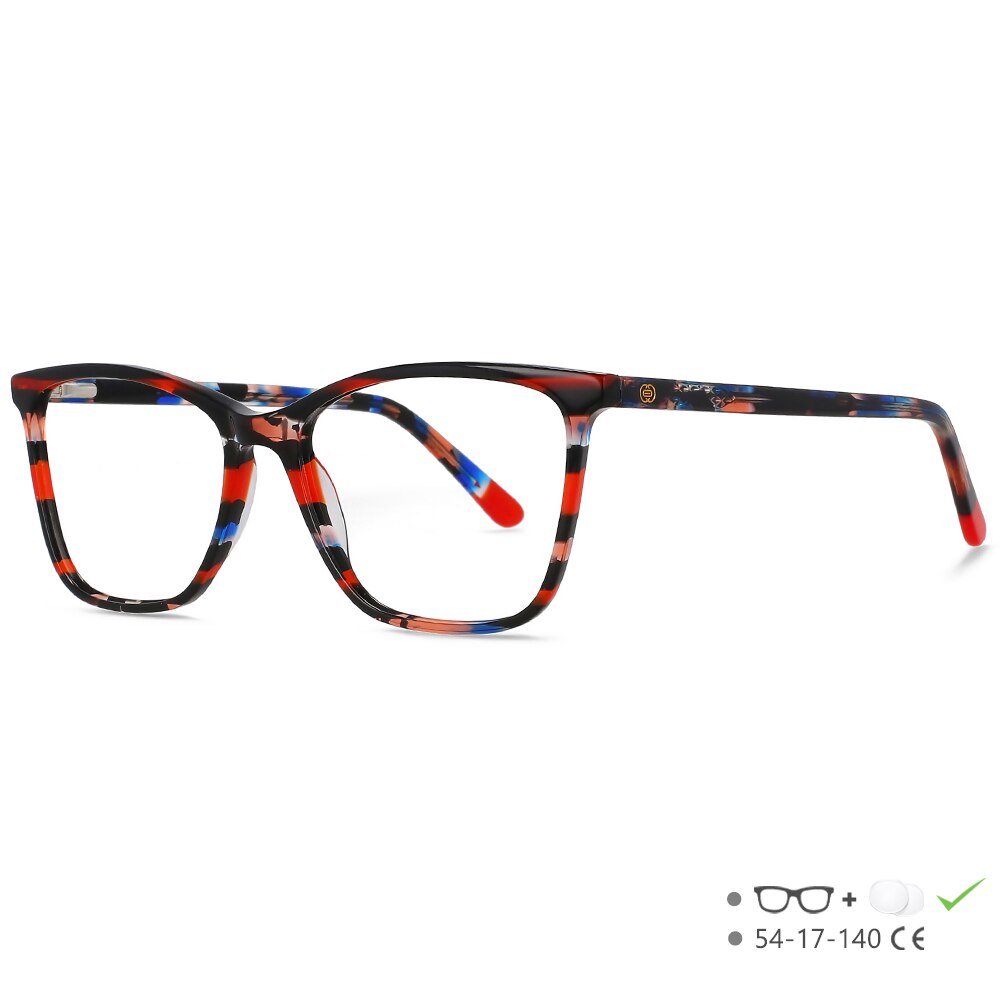 CCspace Unisex Full Rim Square Cat Eye Acetate Eyeglasses 55567 Full Rim CCspace Red China