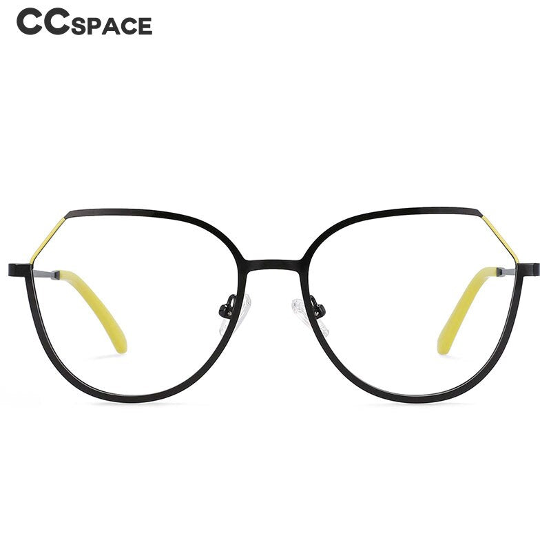 CCspace Unisex Full Rim Round Cat Eye Alloy Frame Eyeglasses 54178 Full Rim CCspace