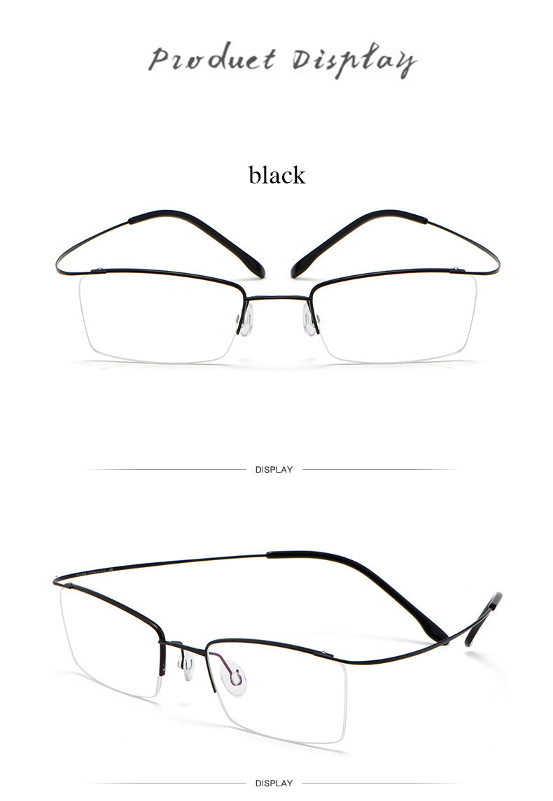 Hotochki Men's Semi Rim Rectangle Titanium Frame Eyeglasses 30004 Semi Rim Hotochki
